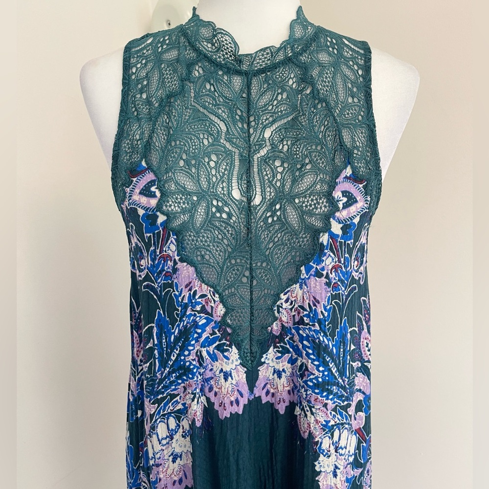 Intimately Free People Marsha Green Floral Lace Slip Dress – Feminine & Flowy! - Picture 5 of 12